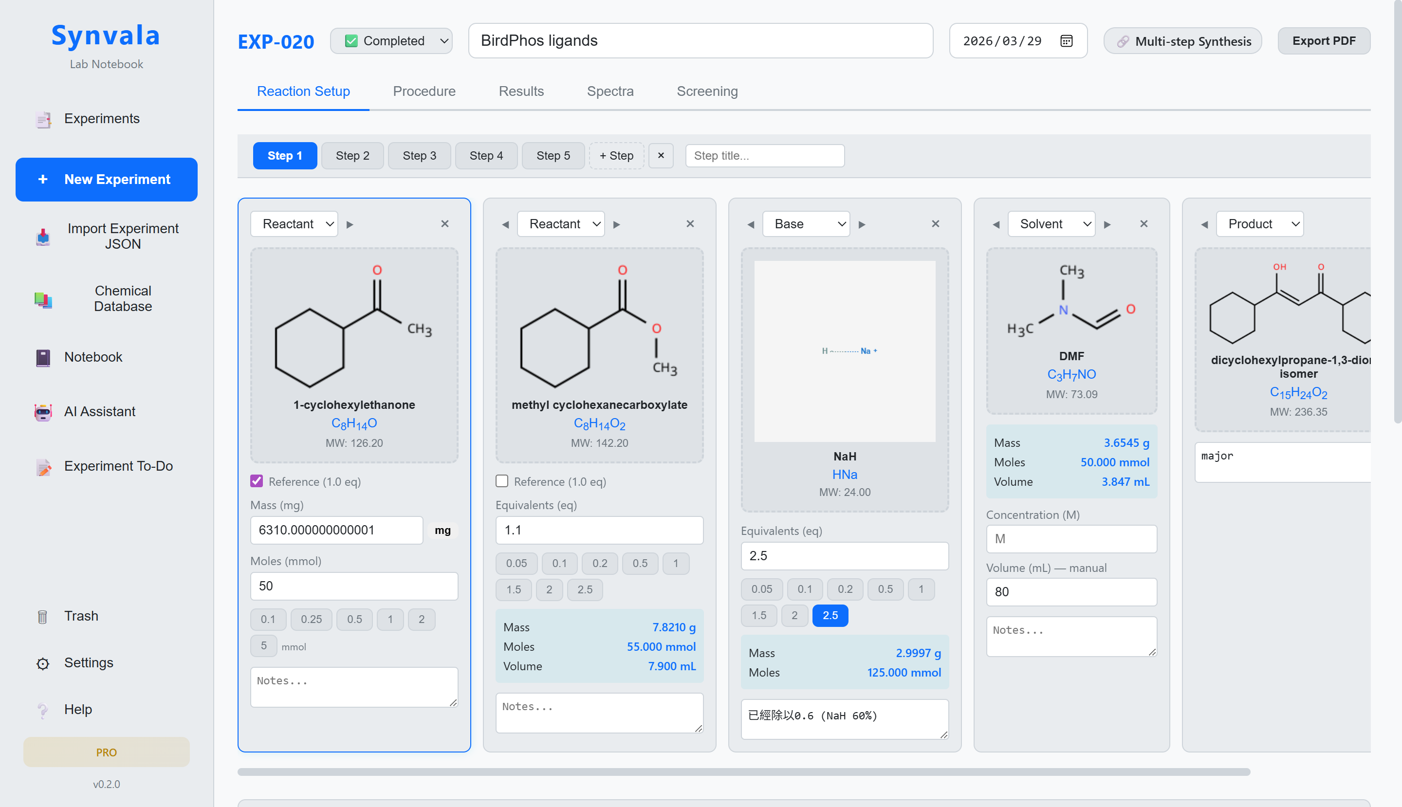Multistep synthesis with structure drawing